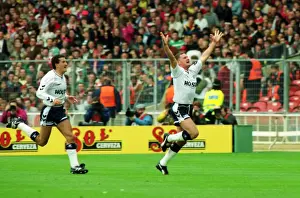 Paul Gascoigne celebrates scoring his stunning FA Cup semi-final free-kick against Arsenal in 1991