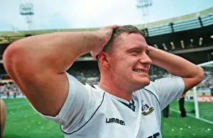 Paul Gascoigne celebrates victory over Arsenal in the 1991 FA Cup semi-final