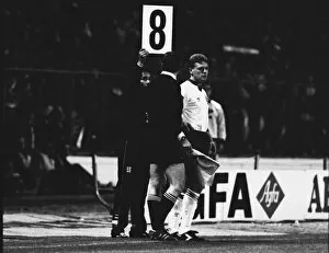 Images Dated 14th March 2011: Paul Gascoigne comes off the bench to make his England debut in 1988