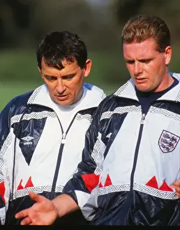 Paul Gascoigne and Graham Taylor during England training in 1990