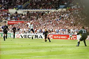 Paul Gascoigne scores his stunning volley against Scotland at Euro 96
