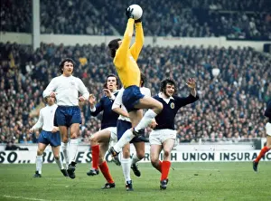 Peter Shilton gathers a high ball - 1973 British Home Championship