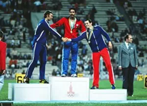 Images Dated 31st August 2010: The podium for the decathlon at the 1980 Moscow Olympics