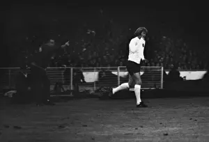 Rodney Marsh runs onto the Wembley pitch to make his England debut