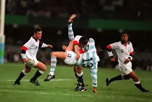 Rory Underwood puts in a big tackle at the 1995 Rugby World Cup