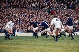Roy Laidlaw makes the break for his try against England - 1983 Five Nations