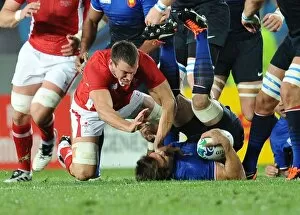 Images Dated 15th October 2011: Sam Warburtons spear tackle during the World Cup semi-final