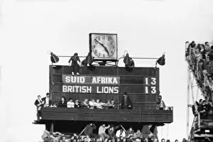 The scoreboard during the final test between South Africa & the British Lions in 1974