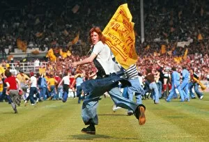 Images Dated 4th June 1977: A Scotland fan invades the Wembley pitch - 1977 British Home Championship