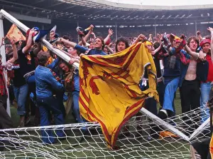 Scotland fans break up the Wembley goalposts - 1977 British Home Championship