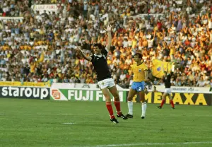Scotlands David Narey celebrates his goal against Brazil at the 1982 World Cup