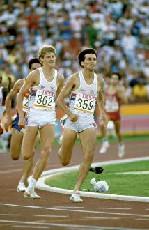 Olympics Collection: Seb Coe and Steve Cram on the home straight in the 1984 1500m Olympic final