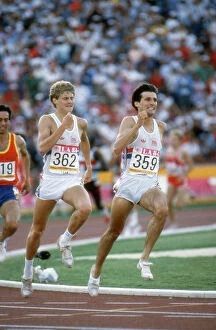 Olympics Collection: Seb Coe and Steve Cram on the home straight in the 1984 1500m Olympic final