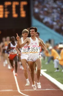 Olympics Collection: Seb Coe wins the 1500m at the 1984 Los Angeles Olympics