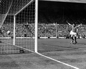 Sport Collection: Sergio Brighenti celebrates Italys first goal against England at Wembley in 1959 +