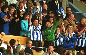 Sheffield Wednesday captain Nigel Pearson holds aloft the League Cup in 1991