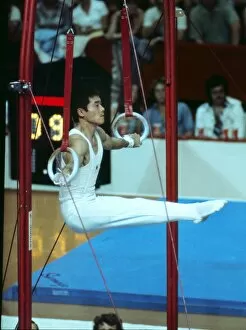 1976 Montreal Olympics Collection: Shun Fujimoto on the rings at the 1976 Montreal Olympics