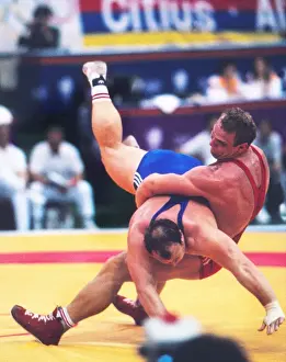Russia Prints: The Soviet Unions Aleksandr Karelin on the way to winning his first gold medal at the 1988 Seoul Olympics