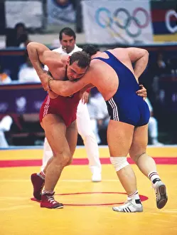 The Soviet Unions Aleksandr Karelin on the way to winning his first gold medal at the 1988 Seoul Olympics