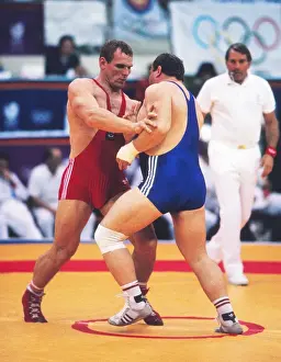 The Soviet Unions Aleksandr Karelin on the way to winning his first gold medal at the 1988 Seoul Olympics