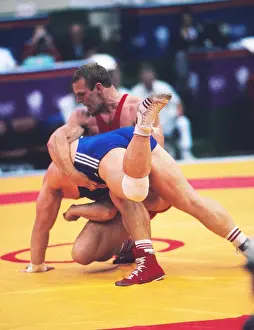 The Soviet Unions Aleksandr Karelin on the way to winning his first gold medal at the 1988 Seoul Olympics