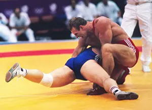 The Soviet Unions Aleksandr Karelin on the way to winning his first gold medal at the 1988 Seoul Olympics
