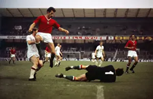 Russia Prints: Soviet Unions goalkeeper Evgenij Rudakov saves at the feet of Hungarys Miklos Pancsics during Euro 72