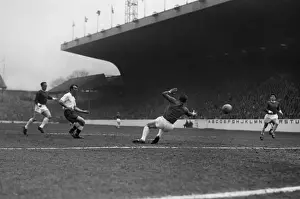 Spurs Jimmy Greaves scores his sides first goal against Manchester United in the 1962 FA Cup semi-final