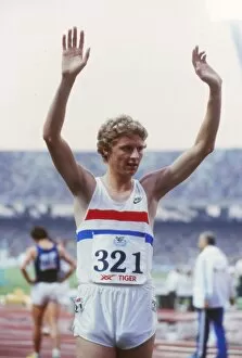 Images Dated 29th July 2010: Steve Cram celebrates winning the 1982 European 1500m title