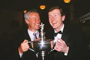 Steve Davis & Barry Hearn The World Snooker Championship Trophy in 1988