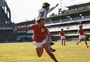 Images Dated 30th September 2010: Stuart Pearson scores for England against Argentina in 1977