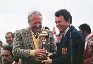 1973 Ryder Cup Collection: Ted Heath presents USA captain Jack Burke with the Ryder Cup in 1973
