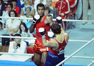 Teofilo Stevenson on the way to winning gold at the 1976 Montreal Olympics