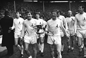 Terry Venables and Jimmy Robertson parade the trophy after Tottenhams 1967 FA Cup victory