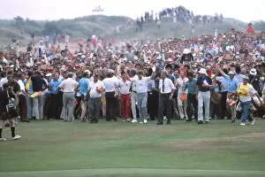 Images Dated 14th May 2009: Tom Watson salutes the crowd on the way to winning the 1983 Open
