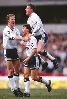 Images Dated 15th March 2011: Tottenhams Paul Gascoigne and Clive Allen celebrate a goal