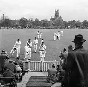 The touring Australians at the County Ground, Worcester, in 1953