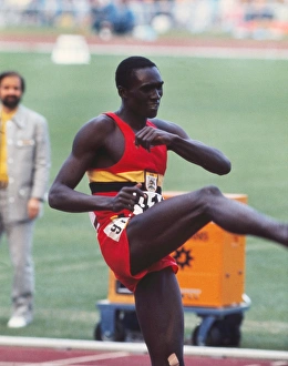 Ugandas John Akii-Bua celebrates his gold medal in the 400m hurdles at the 1972 Munich Olympics