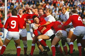 Wales Bob Norster is tackled during the 1987 RWC quarter-final agaianst England