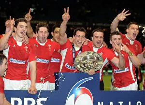 2012 Six Nations Collection: Wales celebrate winnin the Triple Crown in 2012