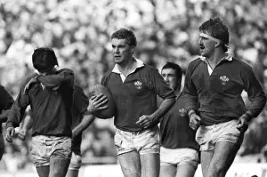 Wales Eddie Butler celebrates his try against France - 1984 Five Nations