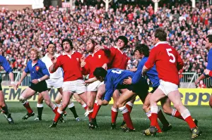 Wales Jeff Squire, Derek Quinnell and Allan Martin take on France - 1978 Five Nations