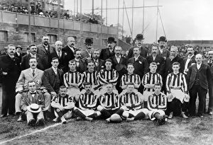 The West Bromwich Albion team with club and Football League officials on the day The Hawthorns was opened