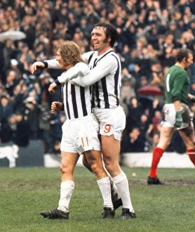 Images Dated 24th April 1971: West Bromwich Albions Jeff Astle celebrates with goalscorer Asa Hartford