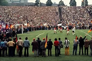 Euro 1972 Collection: West German fans prepare to invade the pitch in the final moments of Euro 72
