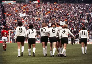 Russia Prints: The West German team celebrate Herbert Wimmer (6) goal in the final of Euro 72
