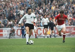 Euro 1972 Collection: West Germanys Franz Beckenbauer on the ball during the final of Euro 72