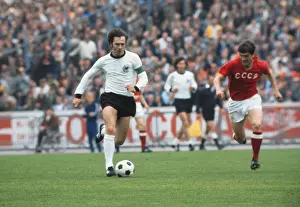 Russia Prints: West Germanys Franz Beckenbauer on the ball during the final of Euro 72