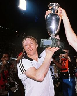 Images Dated 27th April 2012: West Germanys Horst Hrubesch celebrates victory in Euro 1980