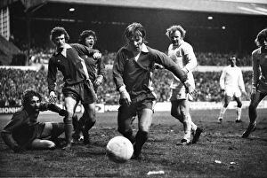 Images Dated 10th August 2011: Wimbledons Dickie Guy makes another save against Leeds United in the 1975 FA Cup